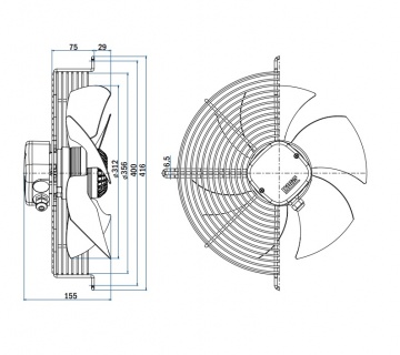 Ventilator axial Hidria R09R-3130HP-4M-3509 (315 mm)